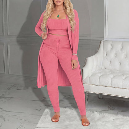 Amarie | Conjunto de Tres Piezas: Cárdigan, Top y Leggings