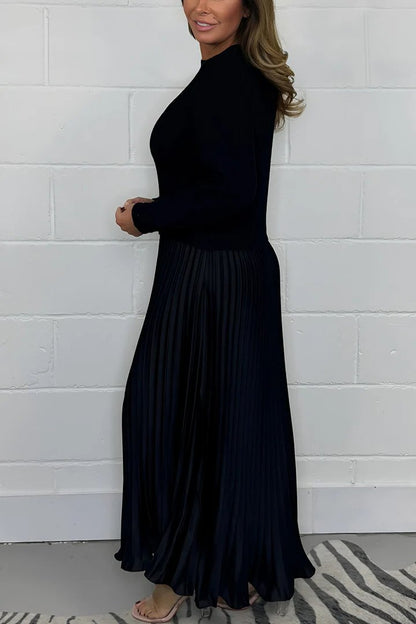 Sophia | Conjunto de Jersey de Punto y Falda Plisada de Satén