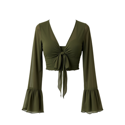 Nerea | Top Boho Nudo Verde Oliva