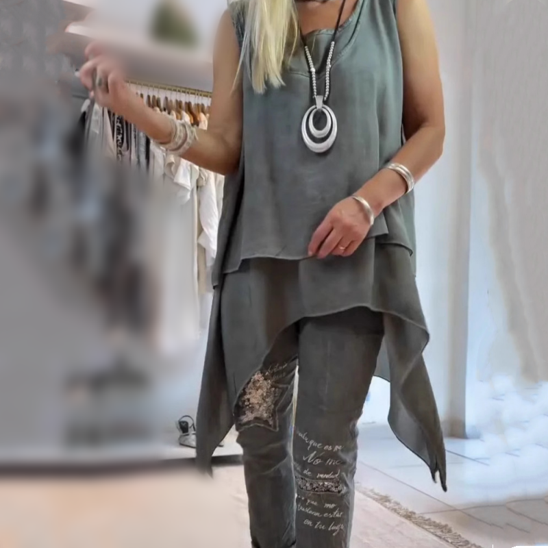 Mireya | Conjunto de Top Asimétrico y Pantalones Florales