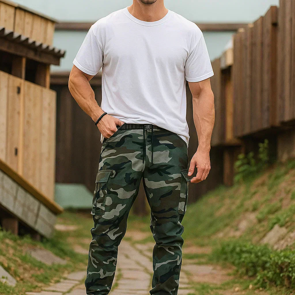 Marco | Pantalones Cargo Camuflaje Múltiples Bolsillos