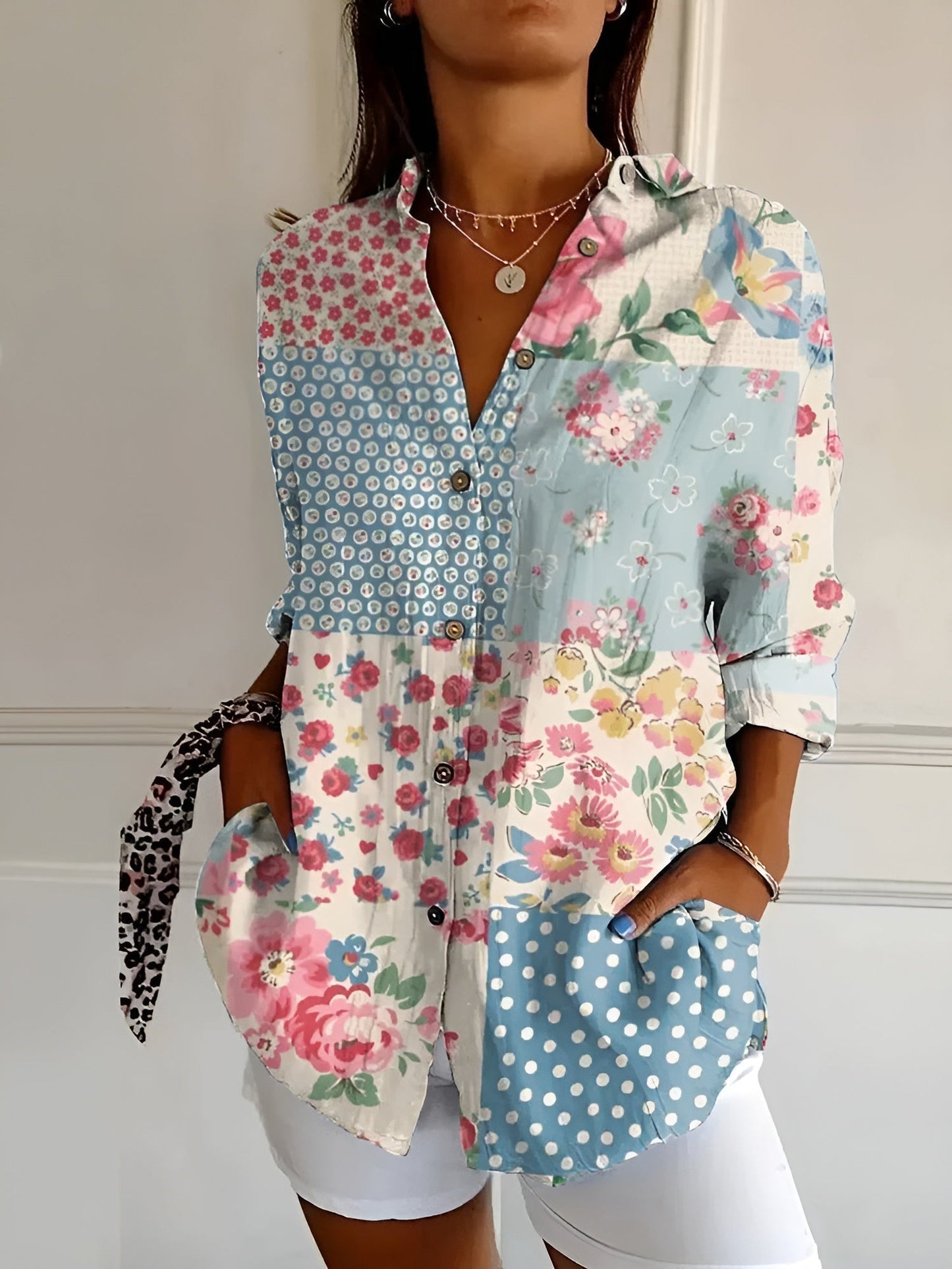 Melodie | Camisa Elegante Floral con Botones