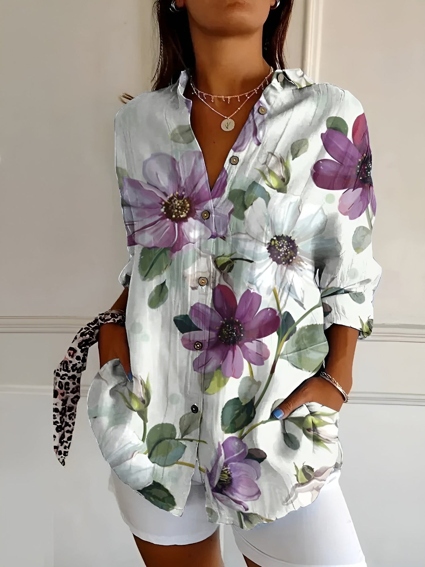 Melodie | Camisa Elegante Floral con Botones