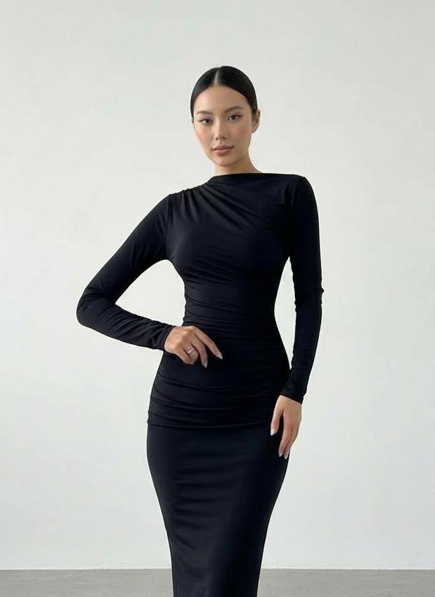Marie | Vestido Largo Drapeado Bodycon