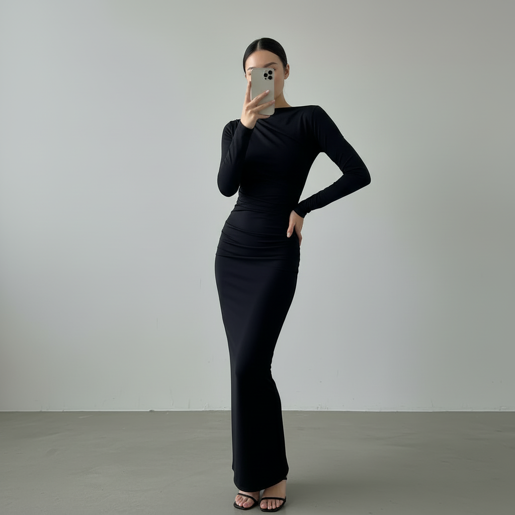 Marie | Vestido Largo Drapeado Bodycon