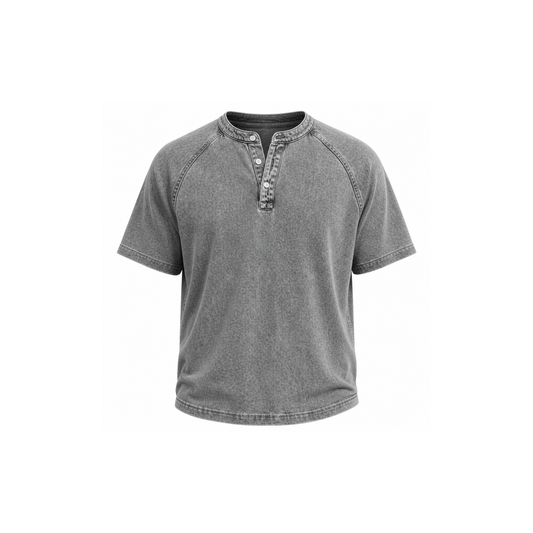 André | Camiseta Henley Denim Vintage