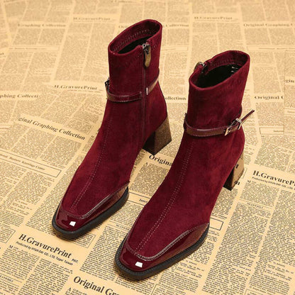 Avenor - Botines de efecto ante con hebilla